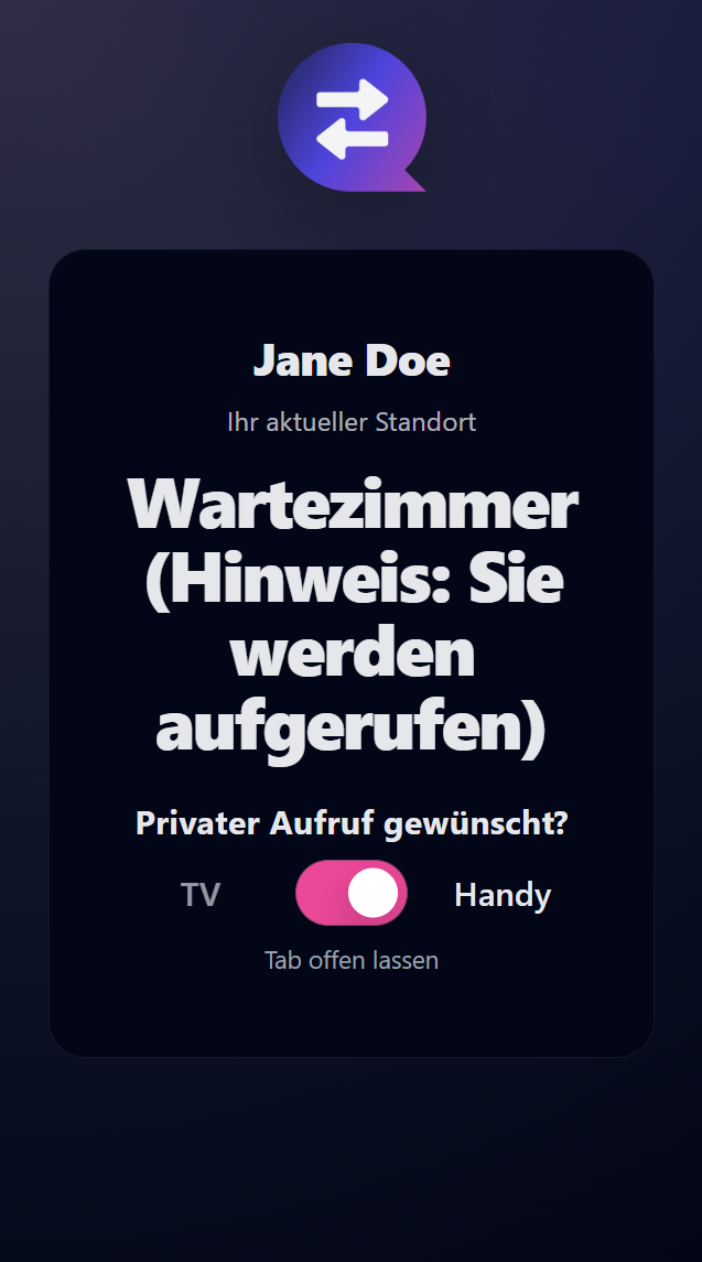 Patient Smartphone Aufruf