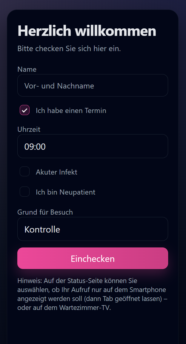 Patienten Self-Check-In